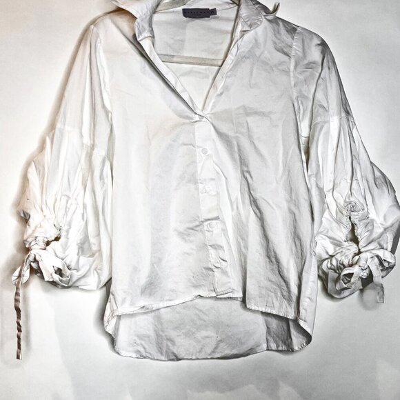 Harshman | Violetta White Button Down Bow Sleeve Shirt - Picture 2 of 5